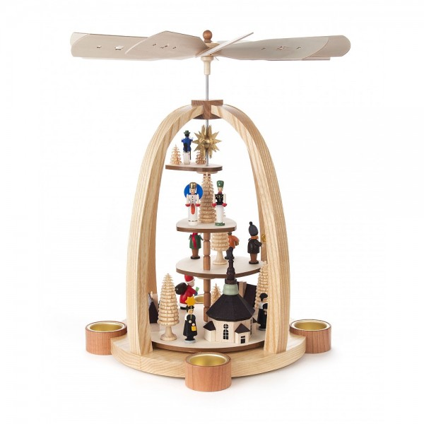 Dregeno Erzgebirge - Pyramide Weihnachtszeit 3-stöckig, Teller stufenförmig - 41cm