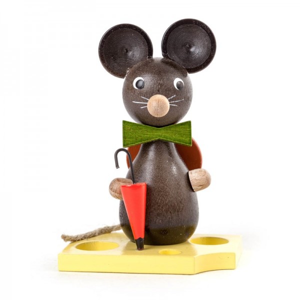 Dregeno Erzgebirge - Miniatur-Maus mit Hut und Schirm