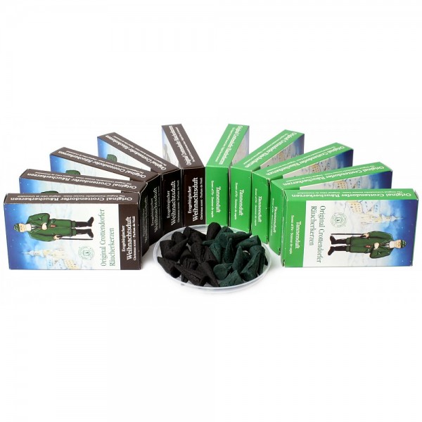 Original Crottendorfer Räucherkerzen - 10x24 Sparpack - Weihnachtsduft und Tannenduft