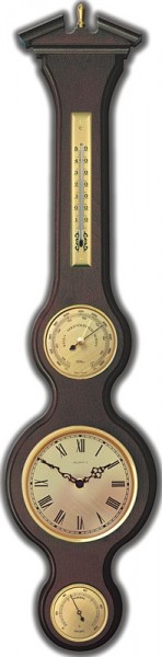 Fischer Wetterstation Sheraton mit Quarzuhr und Holzgehäuse