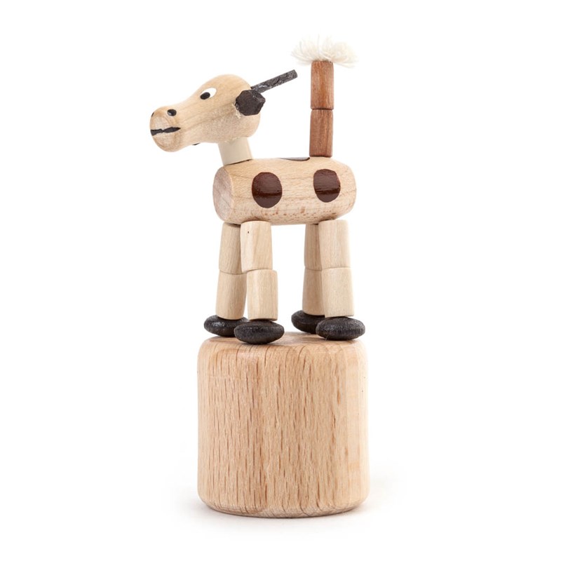 WACKELTIER Kuh NEU Push Puppet Erzgebirge Drückefigur Wackelfigur Tiere Holz 