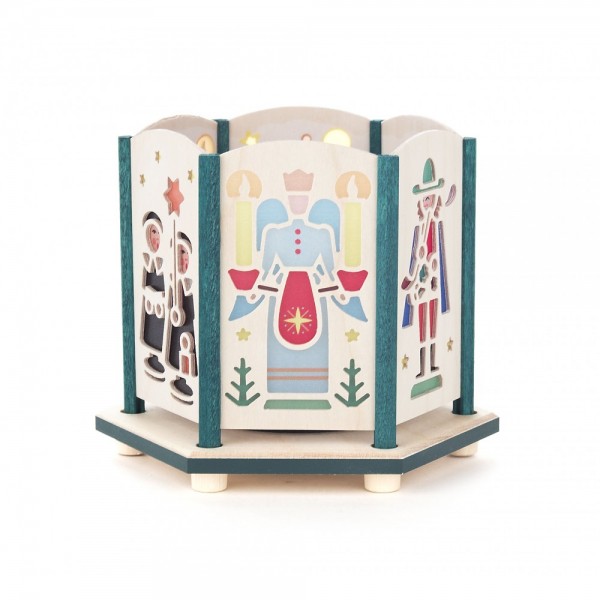 Dregeno Erzgebirge - Teelichthalter 9cm farbig - Motiv Seiffener Kirche