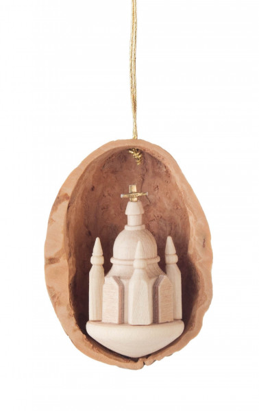 Dregeno Erzgebirge - Behang Walnussschale mit Dresdner Frauenkirche