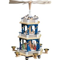 Restposten: Richard Glässer Erzgebirgspyramide Christi Geburt 2-stöckig blau 40cm Restposten: Richard Glässer Erzgebirgspyramide Christi Geburt 2-stöckig blau 40cm