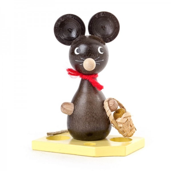 Dregeno Erzgebirge - Miniatur-Maus mit Blumenkörbchen