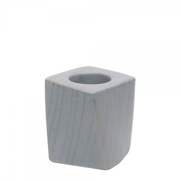 Restposten - Keramik Kerzenhalter Samba, Grau 7 x 7 x 8,5 cm