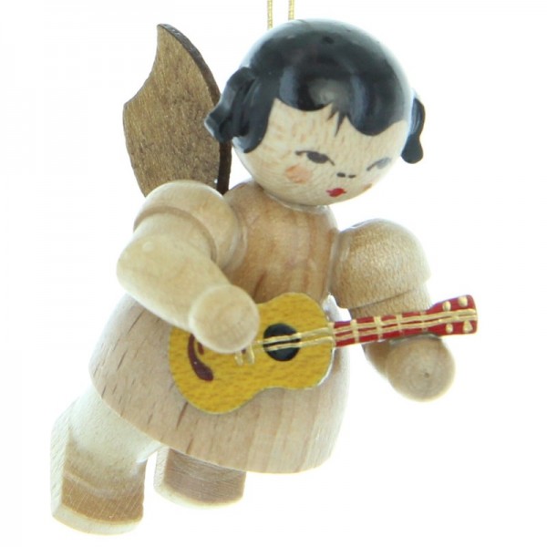 Uhlig Engel schwebend mit Ukulele, natur, handbemalt