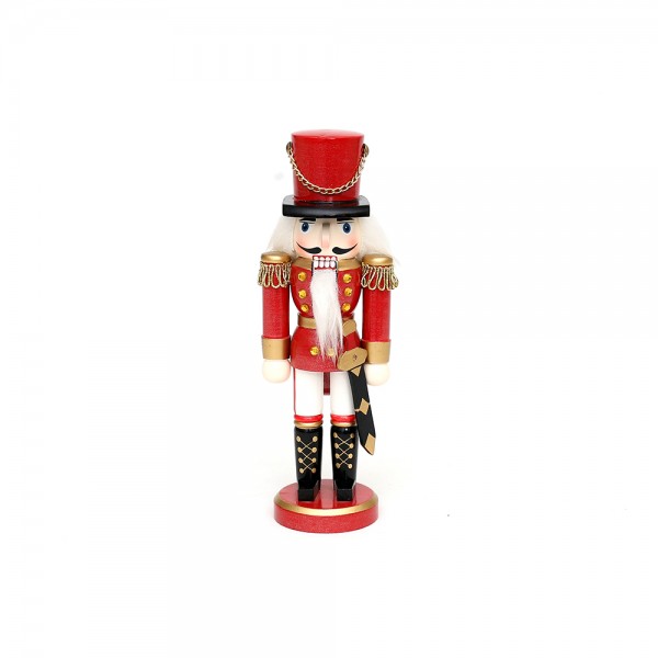 Restposten - Holz Nussknacker Soldat, rot metallic 7 x 5,5 x 20 cm