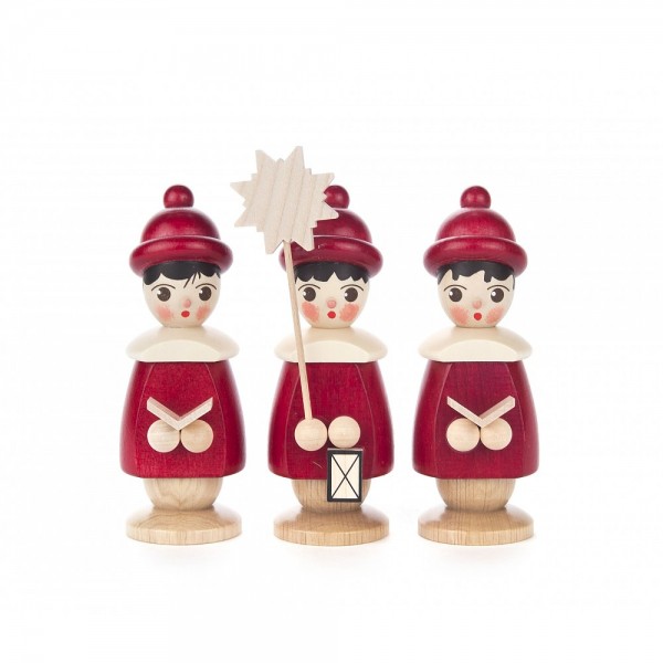 Dregeno Erzgebirge - Kurrendefiguren 3er-Gruppe, rot - 12cm