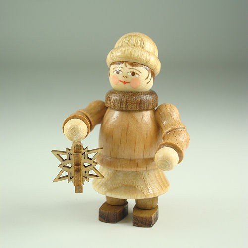 Lenk & Sohn Gedrechselte Holzfigur Erzgebirge Weihnachtkinder Mädchen mit Stern