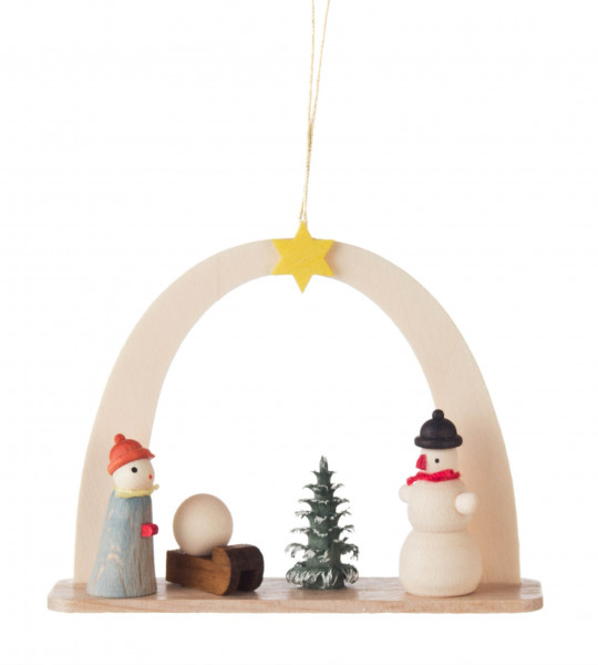 Dregeno Erzgebirge - Behang Kind mit Schneemann
