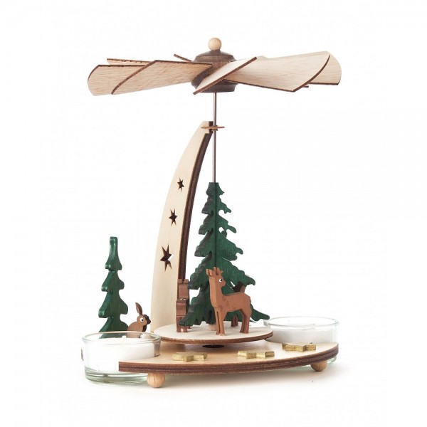 Dregeno Erzgebirge - Pyramide klein mit Waldtiere für Teelichter - 18cm