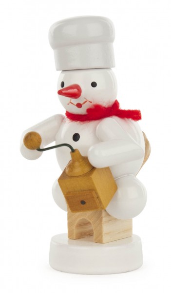 Dregeno Erzgebirge - Schneemann Bäcker mit Kaffeemühle