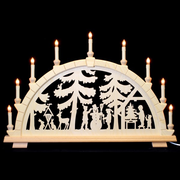 Holzkunst Niederle - Schwibbogen 9-flammig - Waldmotiv