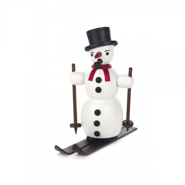 Dregeno Erzgebirge - Räuchermann Schneemann auf Ski - 13cm