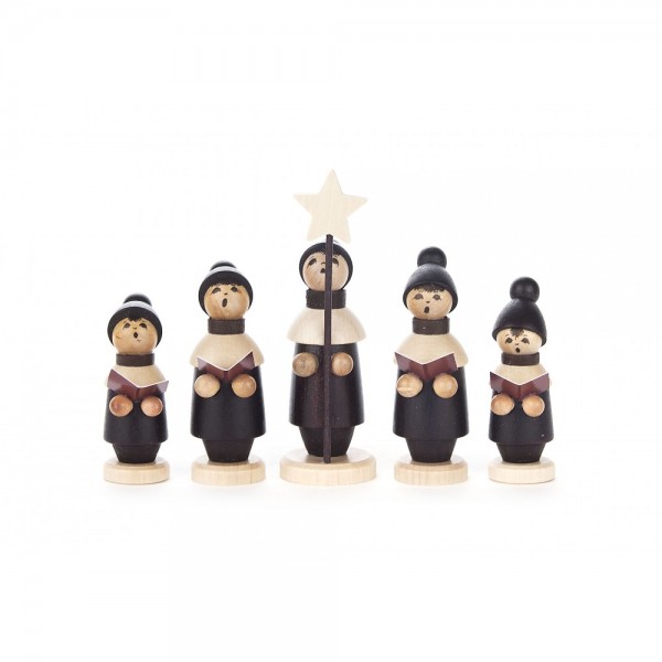 Dregeno Erzgebirge - Kurrendefiguren 5er-Gruppe groß, dunkelbraun