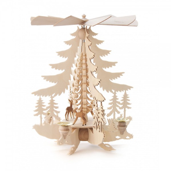 Dregeno Erzgebirge - Pyramide mit geschnitzte Rehe - 34cm