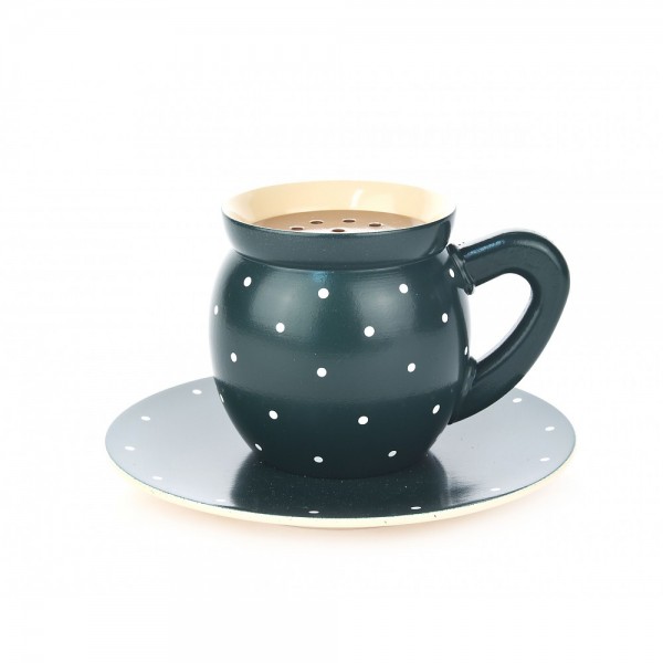 Dregeno Erzgebirge - Dampfende Kaffeetasse, grün - 10cm