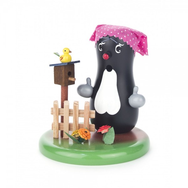 Dregeno Erzgebirge - Räucherfigur Maulwurffrau im Garten - 12cm