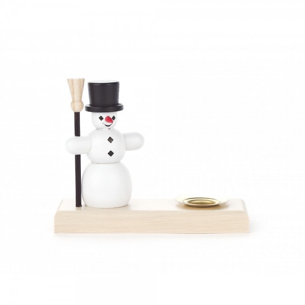 Dregeno Erzgebirge - Kerzenhalter mit Schneemann - 8cm