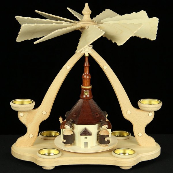 Holzkunst Niederle - Tischpyramide Seiffener Kirche mit Kurrende