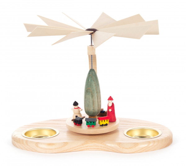 Dregeno Erzgebirge - Pyramide mit Weihnachtsmann und Eisenbahn, für Teelichte