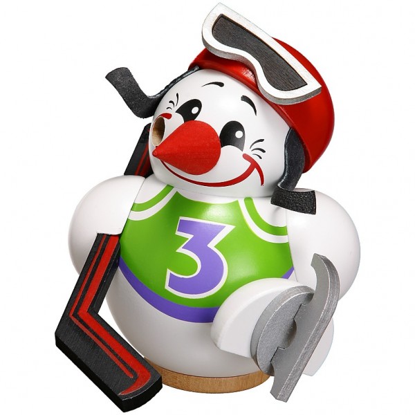 Seiffener Volkskunst Kugelräucherfigur Cool-Man Eishockeyspieler