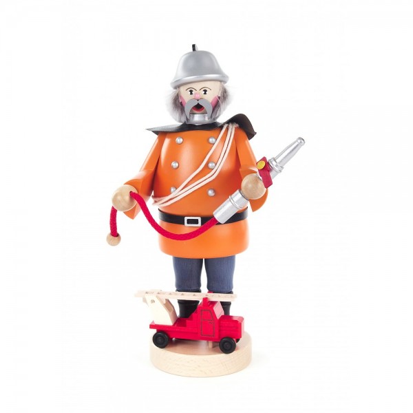 Dregeno Erzgebirge - Räuchermann Feuerwehrmann, rot - 21cm
