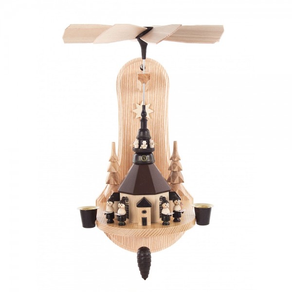 Dregeno Erzgebirge - Wandpyramide mit Seiffener Kirche und Kurrende - 33cm