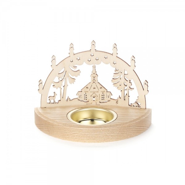 Dregeno Erzgebirge - Teelichthalter Schwibbogen Motiv Seiffener Kirche - 8cm