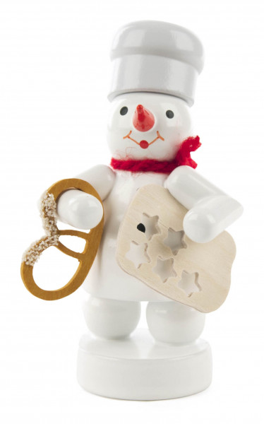 Dregeno Erzgebirge - Schneemann Bäcker mit Brezel und Sternenform